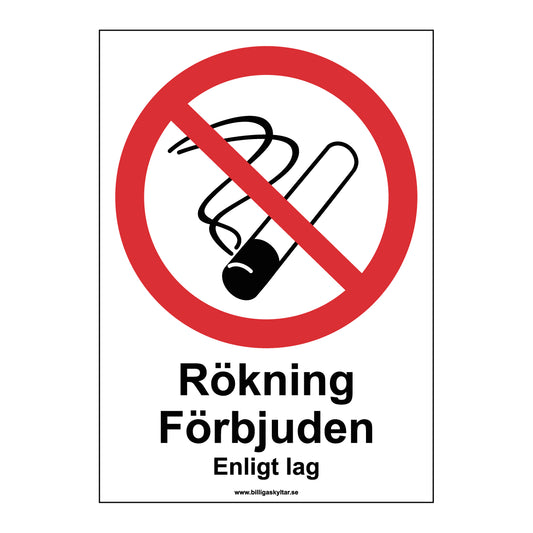 Förbudsskylt - Rökning Förbjuden Enligt lag