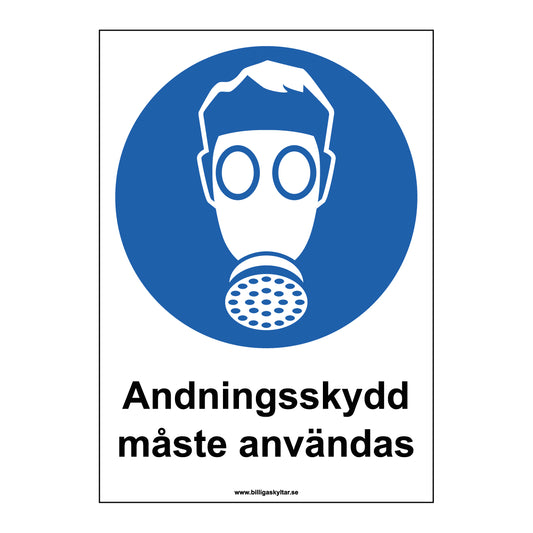 Påbudsskylt - Andningsskydd måste användas