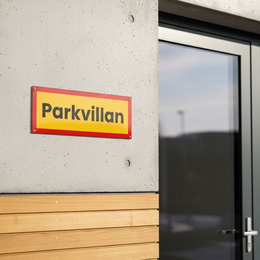Husskylt - 500x180mm - Tydlig