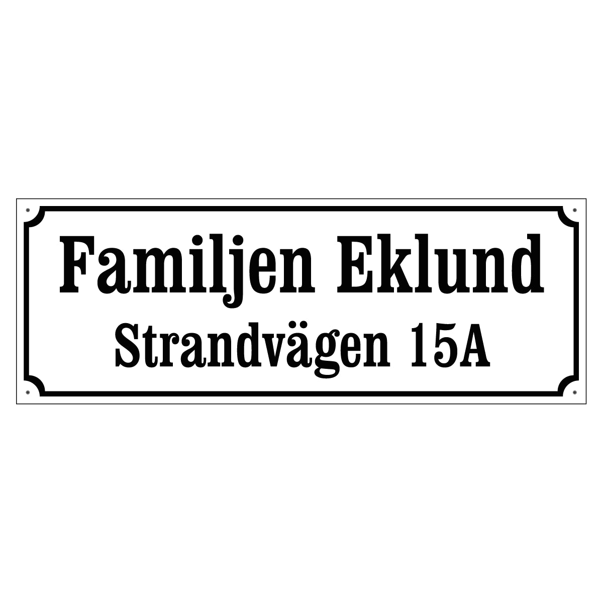 Husskylt - Vit/Svart - 500x180mm - Gammaldags stil