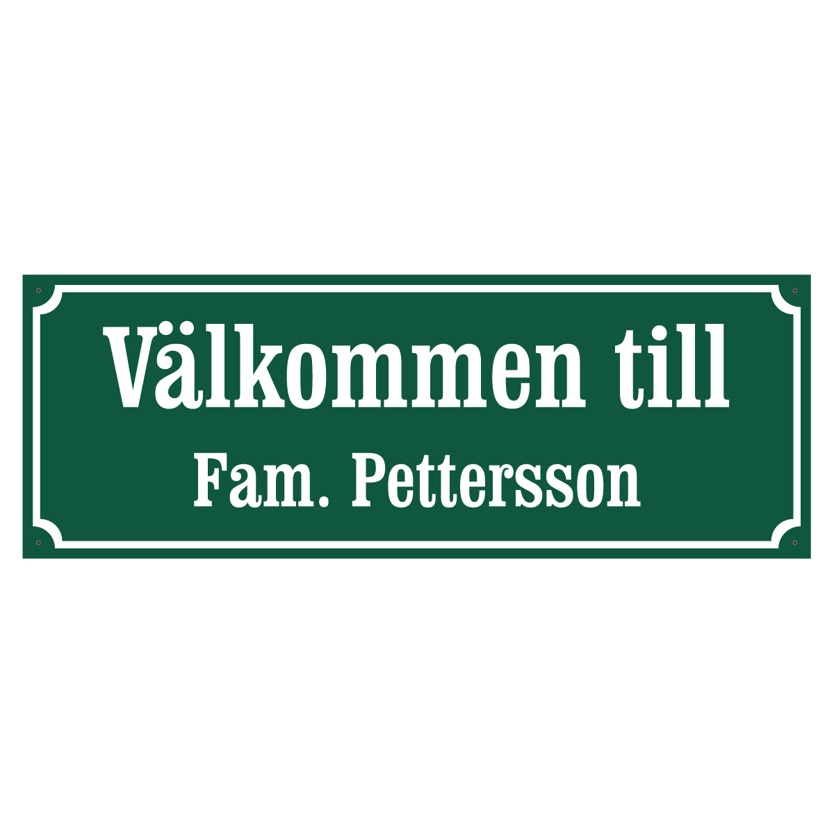 Husskylt - Grön/Vit - 500x180mm - Gammaldags stil
