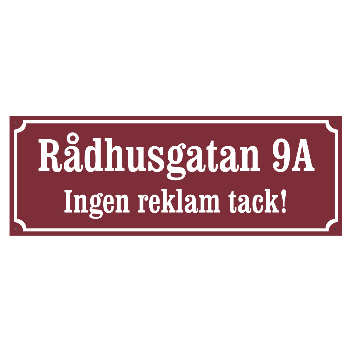 Husskylt - Vinröd/Vit - 500x180mm - Gammaldags stil