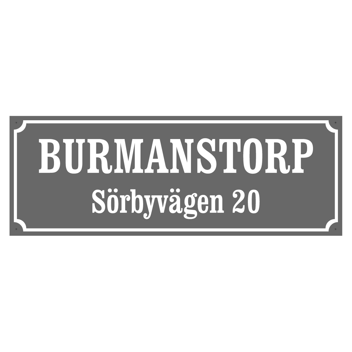 Husskylt - Grå/Vit - 500x180mm - Gammaldags stil