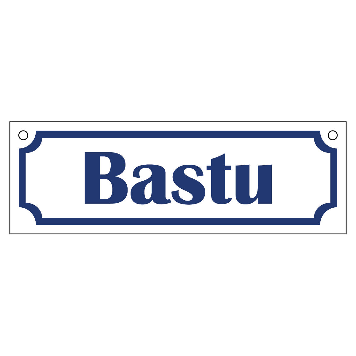 Bastu - Skylt - 150x50mm - Vit - BlÄ
