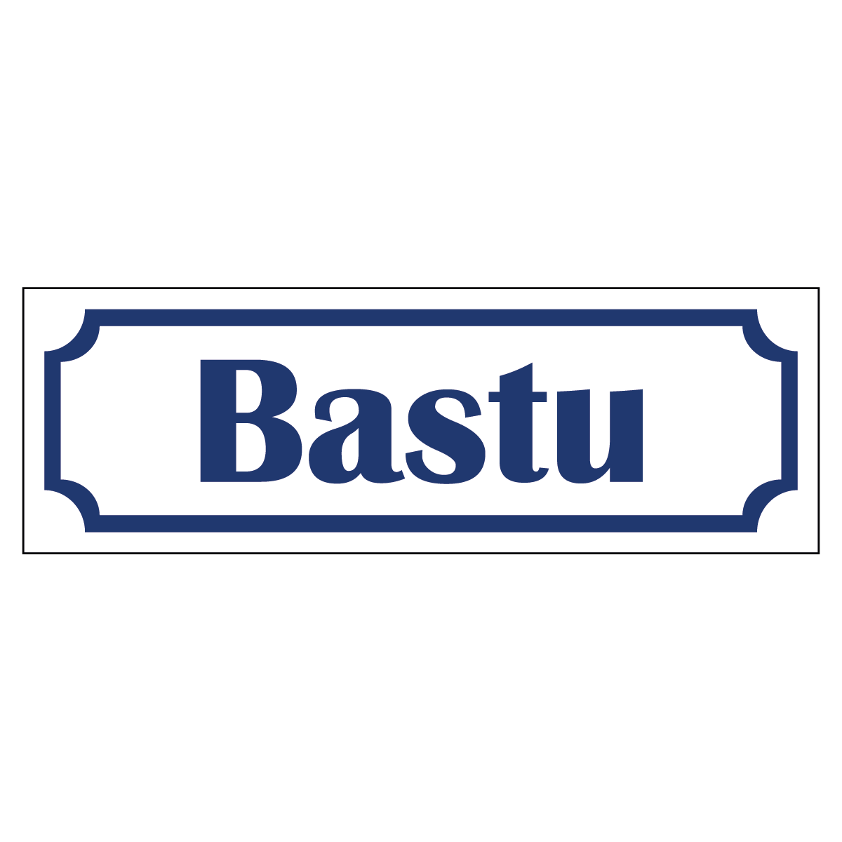 Bastu - Skylt - 150x50mm - Vit - BlÄ