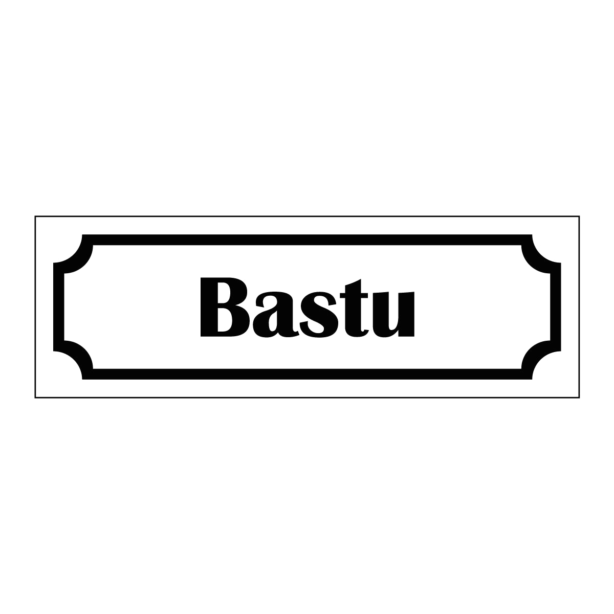 Märkskylt "Bastu" i vit färg