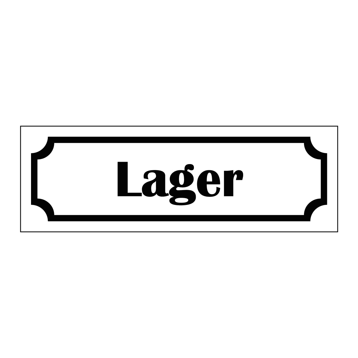 Märkskylt "Lager" i vit färg