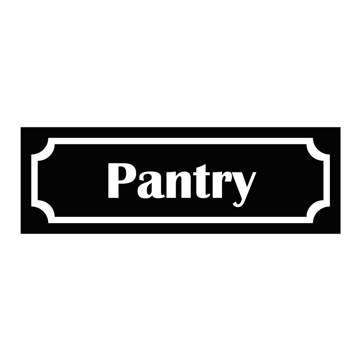 Märkskylt "Pantry" i svart färg