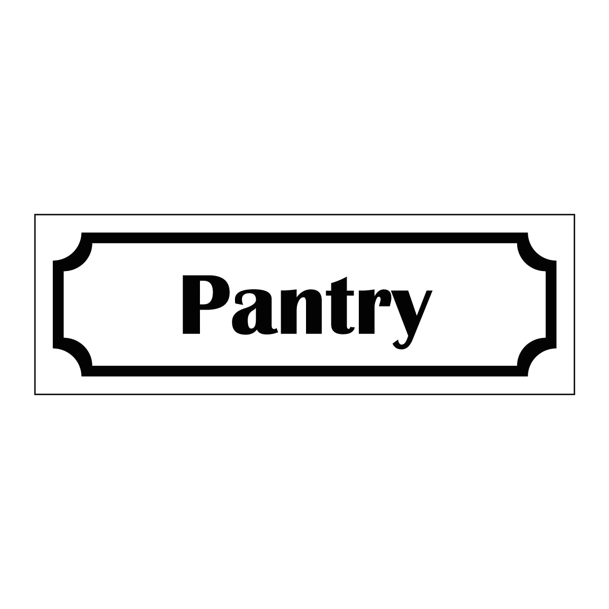 Märkskylt "Pantry" i vit färg