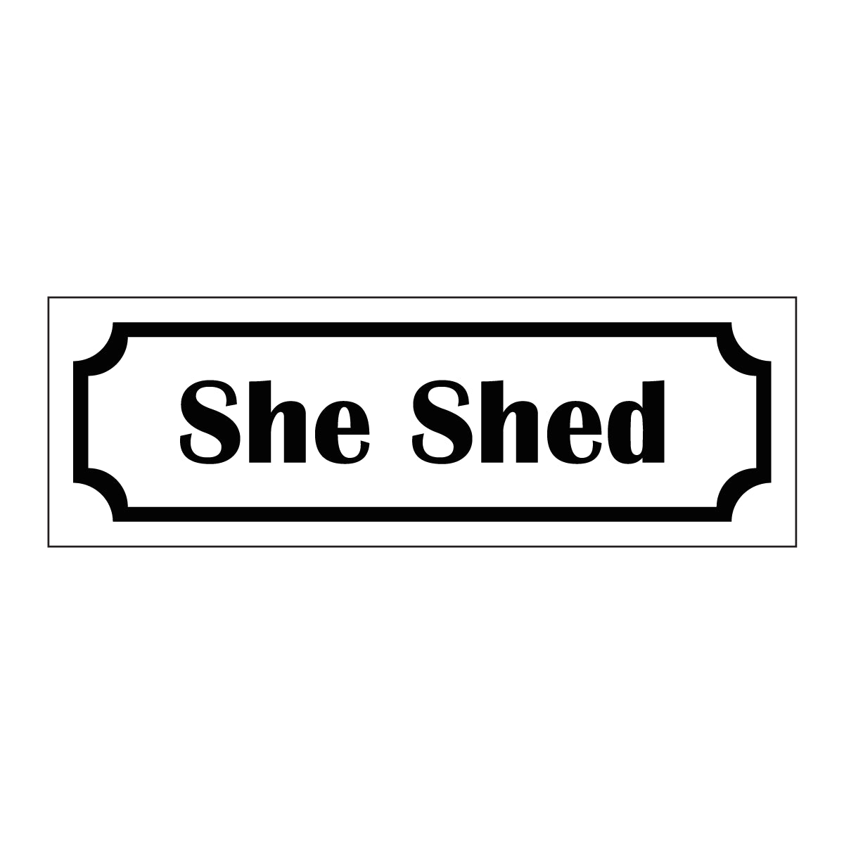 Märkskylt "She Shed" i vit färg