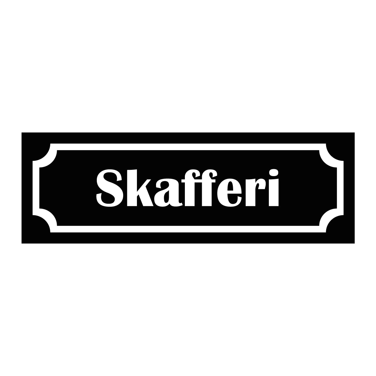 Märkskylt "Skafferi" i svart färg