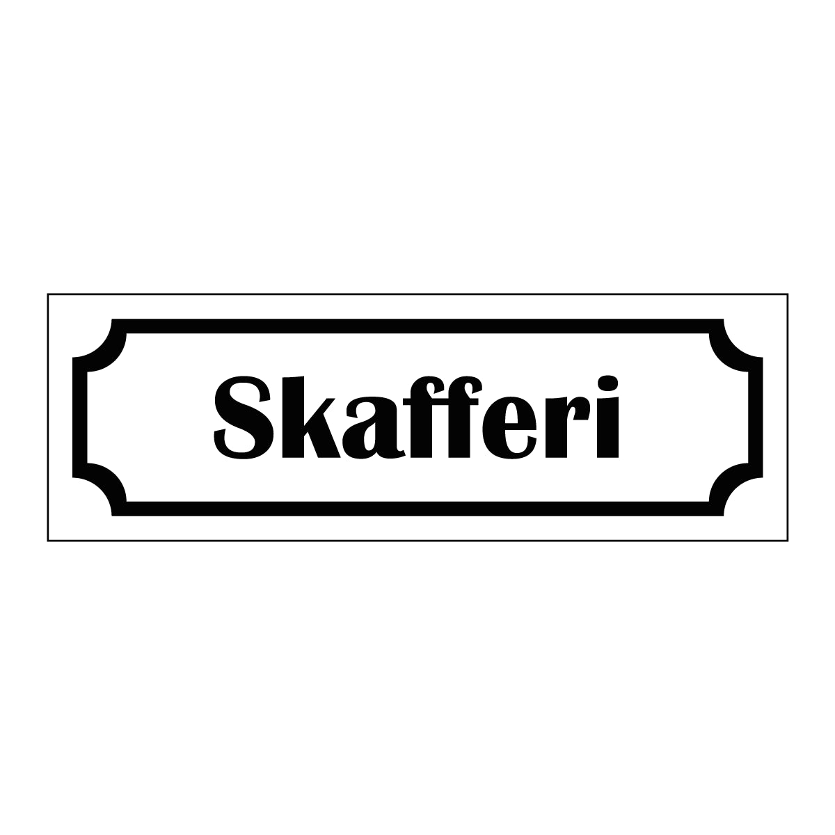 Märkskylt "Skafferi" i vit färg