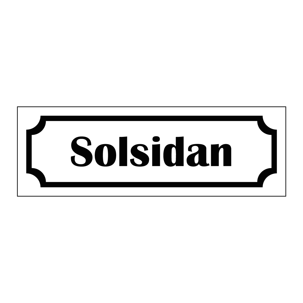 Märkskylt "Solsidan" i vit färg