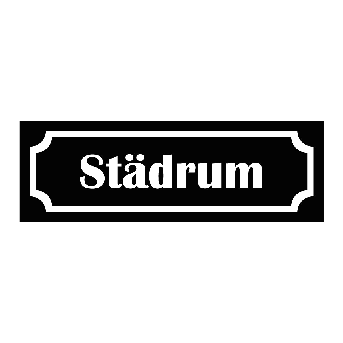 Märkskylt "Städrum" i svart färg