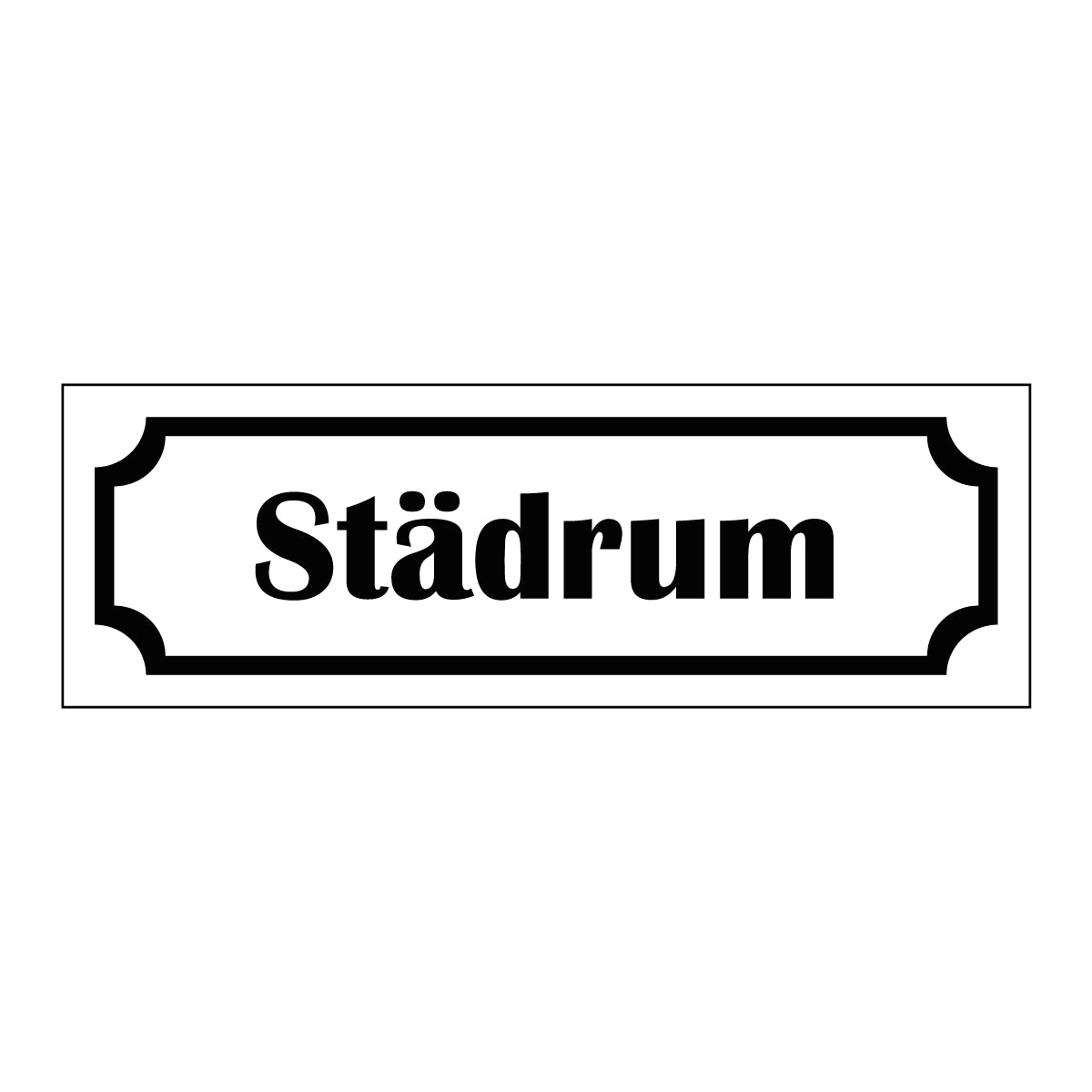 Märkskylt "Städrum" i vit färg