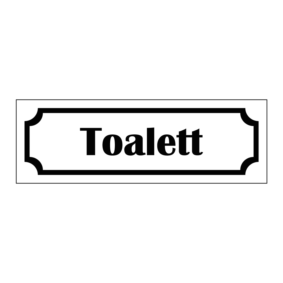Märkskylt "Toalett" i vit färg