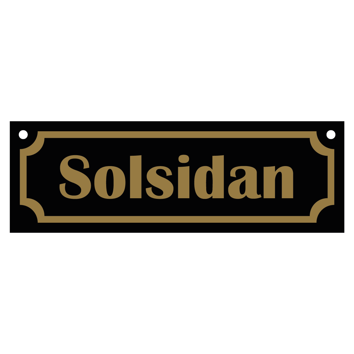 Skylt "Solsidan" - Gammaldags - 150x50mm - Svart/Guld - HĂ„lad ovankant