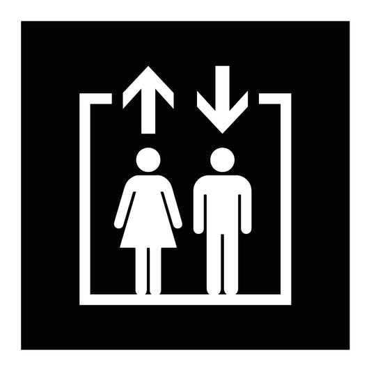 Symbolskylt "Hiss" i svart färg