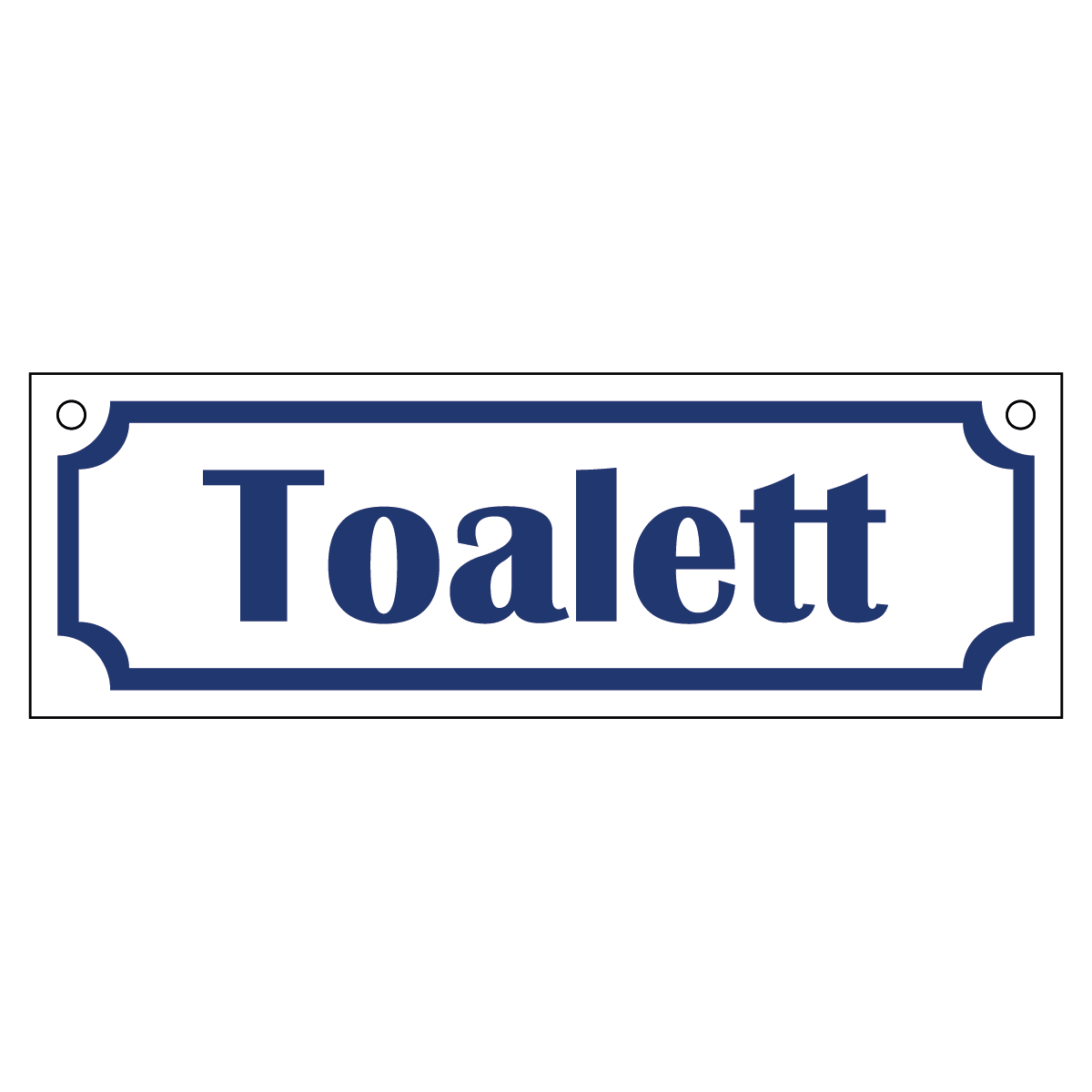 Toalett - Skylt - 150x50mm - Vit - BlÄ