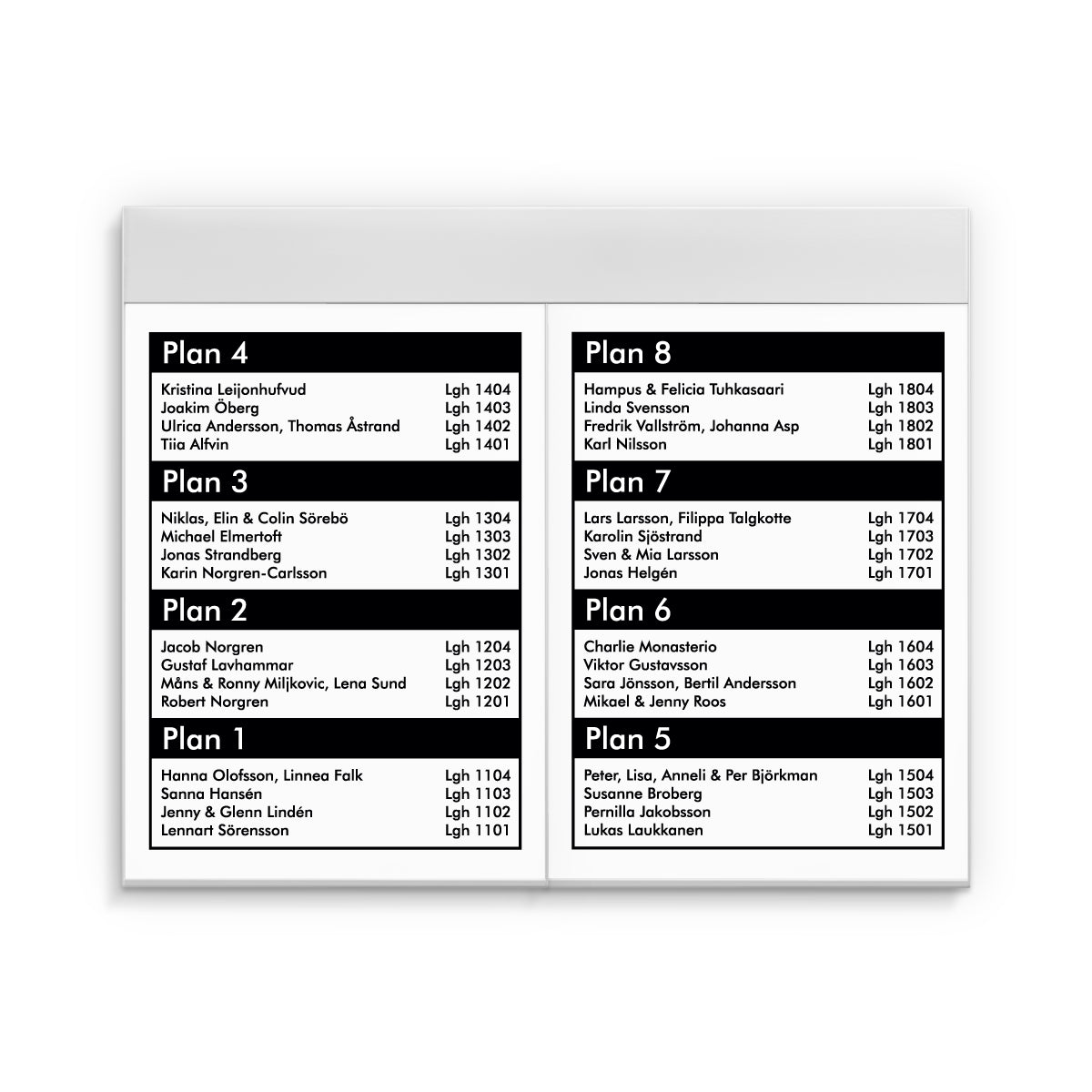 Våningsregister 2xA4 med rubrikplats