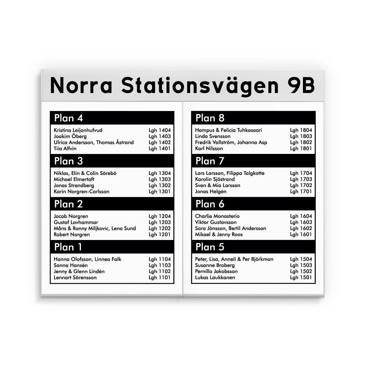 Våningsregister 2xA4 med rubriktext