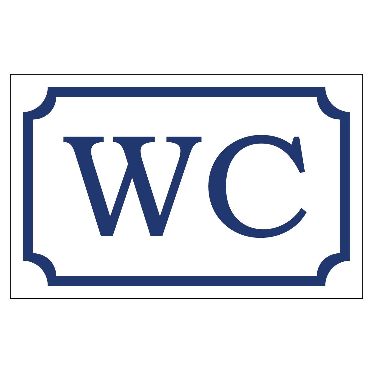 WC - Skylt - 110x70mm - Vit - BlÄ