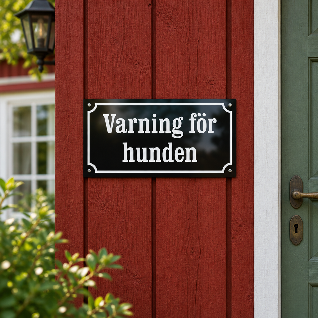 Varning för hunden skyltar i gammaldags stil - BilligaSkyltar.se