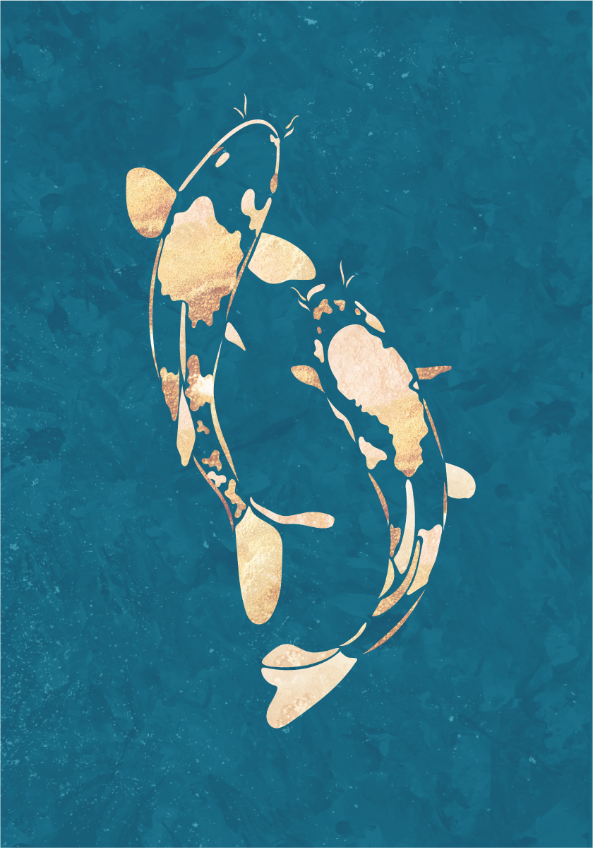 Poster "Gold Green Koi Fish"