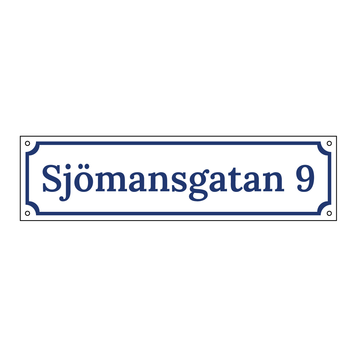 Husskylt - Vit/Blå - 300x80mm - Gammaldags - Aluminium