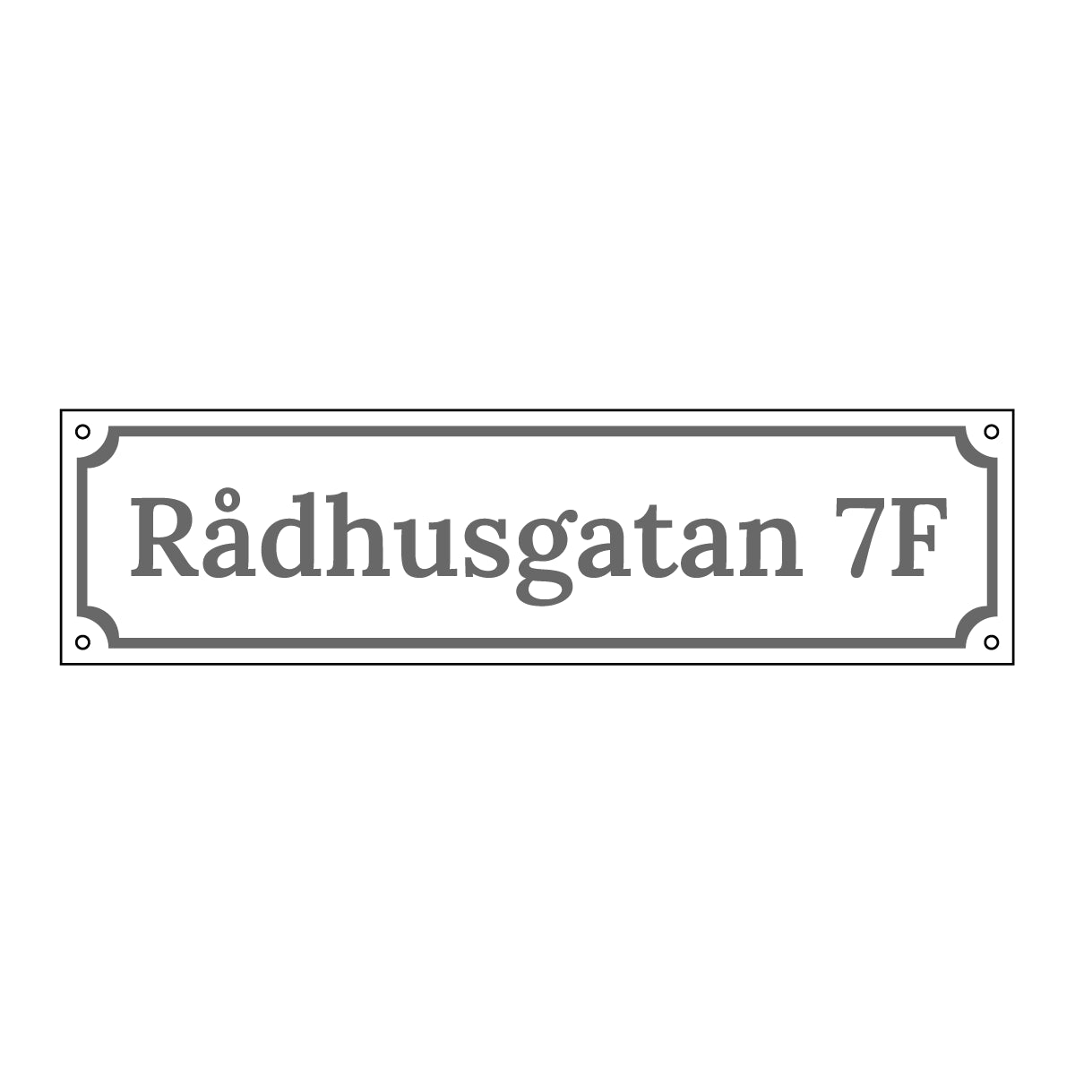 Husskylt - Vit/Grå - 300x80mm - Gammaldags - Aluminium