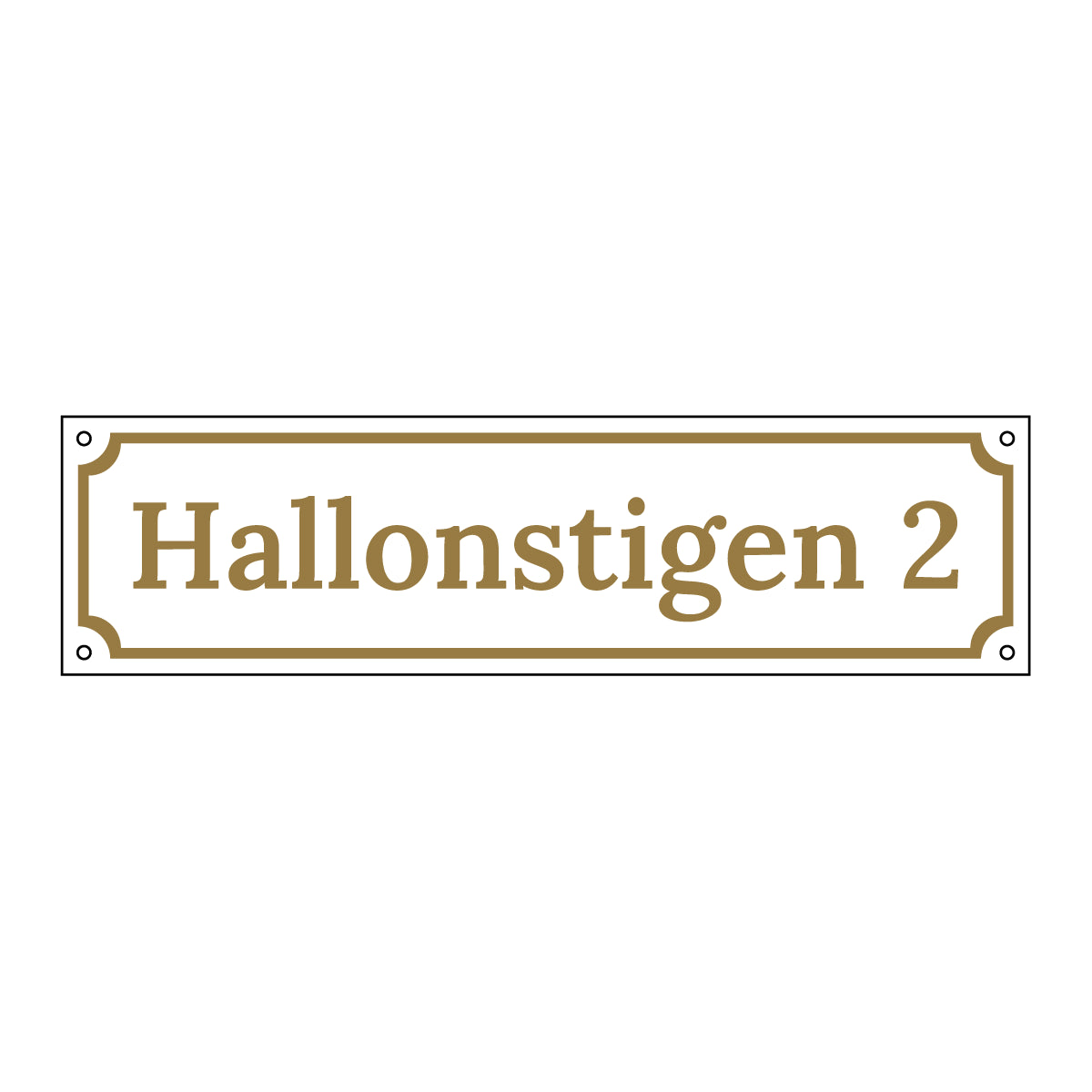 Husskylt - Vit/Guld - 300x80mm - Gammaldags - Aluminium