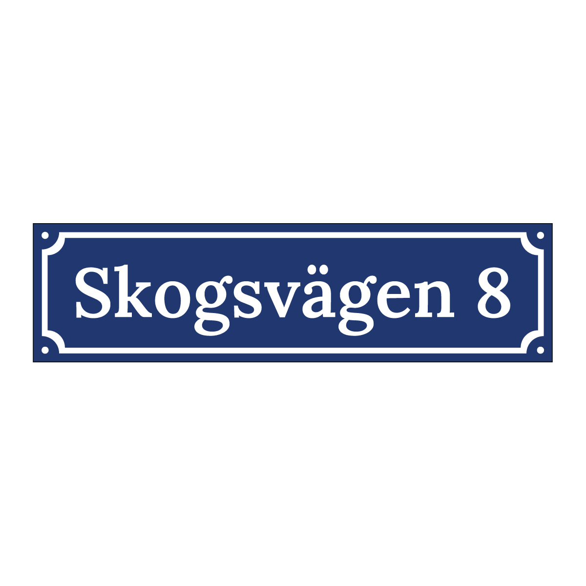 Husskylt - Blå/Vit - 300x80mm - Gammaldags - Aluminium