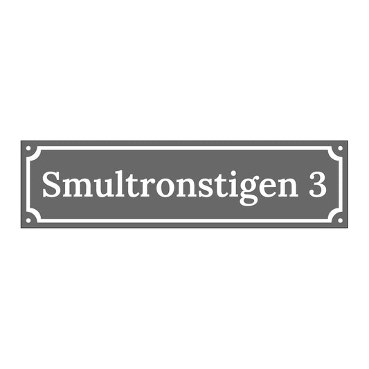 Husskylt - Grå/Vit - 300x80mm - Gammaldags - Aluminium