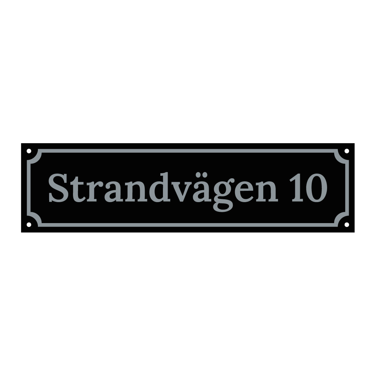 Husskylt - Svart/Silver - 300x80mm - Gammaldags - Aluminium