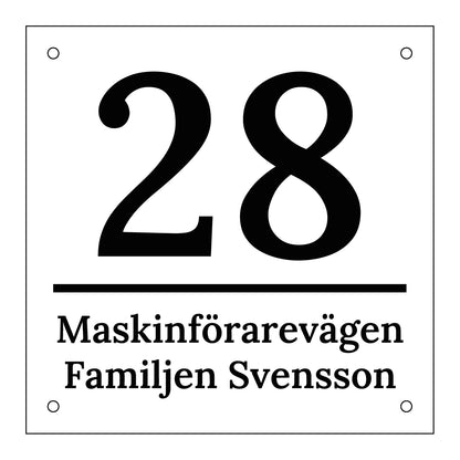 Husnummerskylt - 150x150mm - Modern