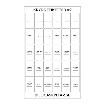 Kryddetiketter för kryddburkar - 30st - Variant #2