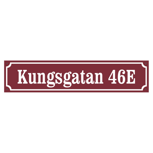 Husskylt - Vinröd/Vit - 500x110mm - Gammaldags stil