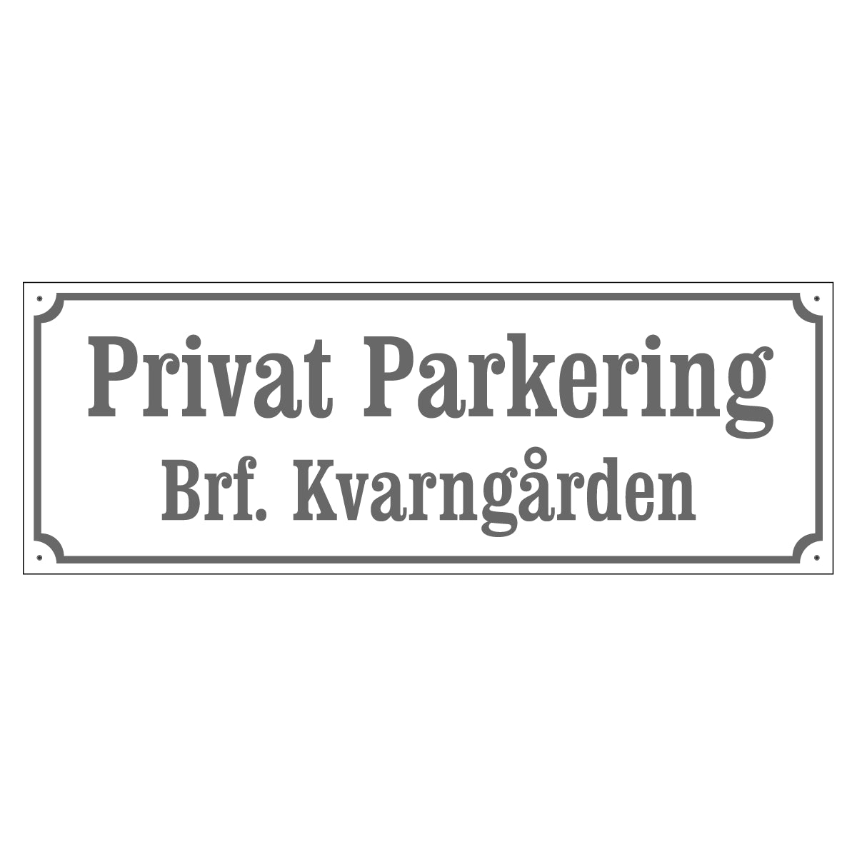 Husskylt - Vit/Grå - 500x180mm - Gammaldag stil