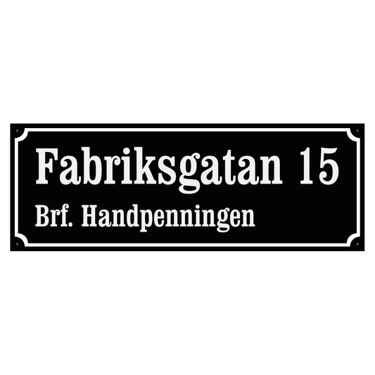 Husskylt - Svart/Vit - 500x180mm - Gammaldags stil