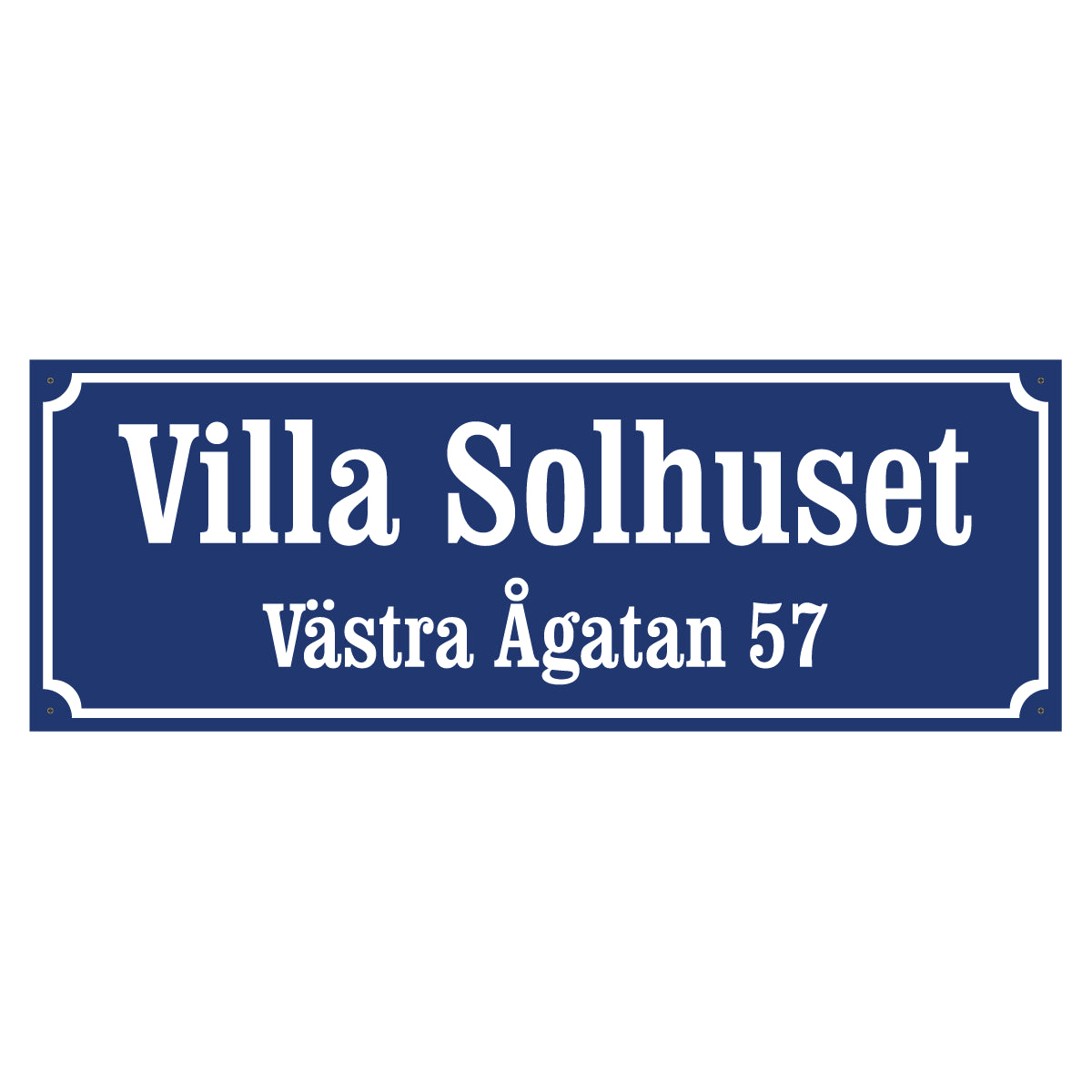 Husskylt - Blå/Vit - 500x180mm - Gammaldags stil