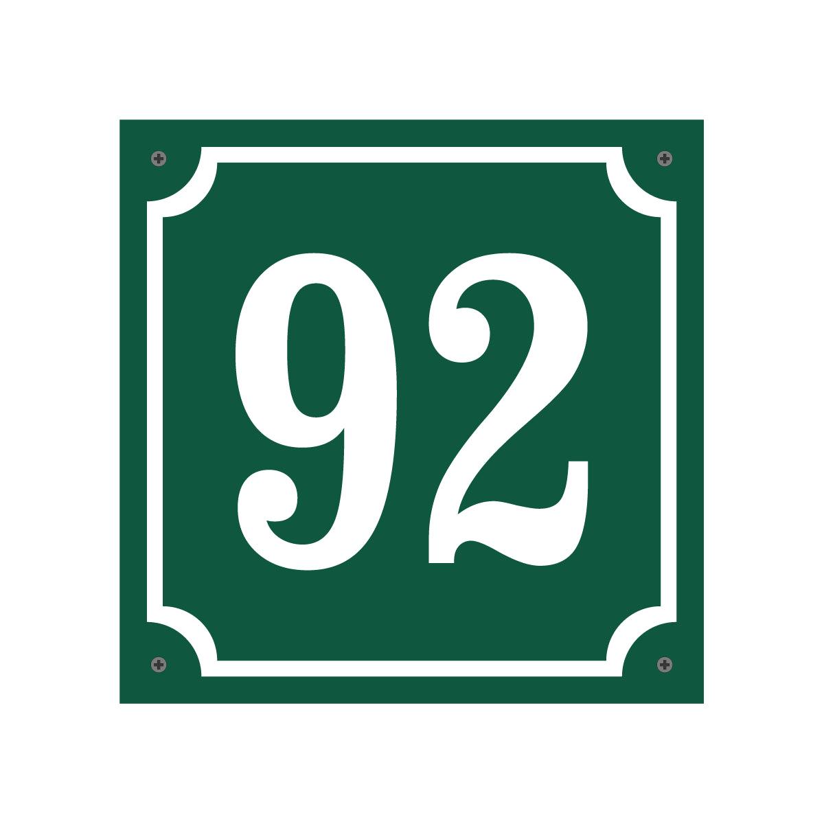 Husnummerskylt - Grön/Vit - 150x150mm - Gammaldags stil