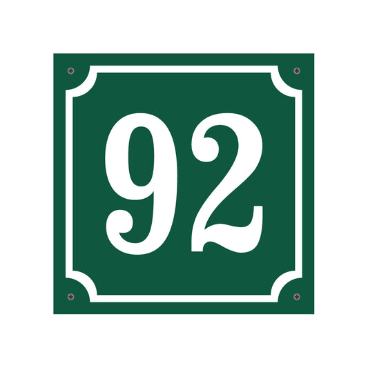 Husnummerskylt - Grön/Vit - 150x150mm - Gammaldags stil
