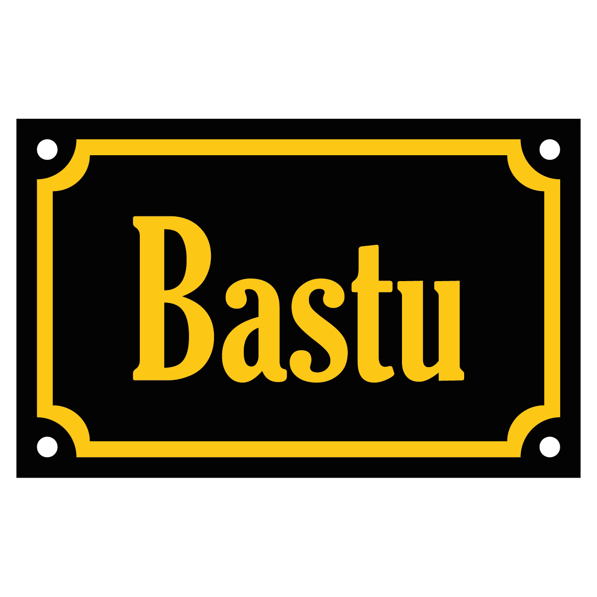 Bastu - Skylt - 110x70mm - Svart - Gul