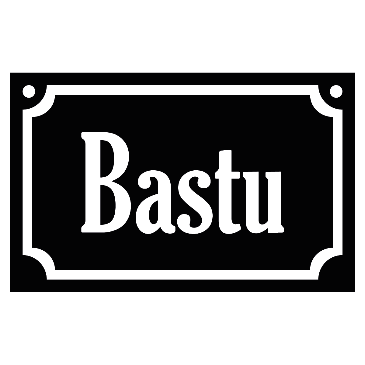 Bastu - Skylt - 110x70mm - Svart - Vit