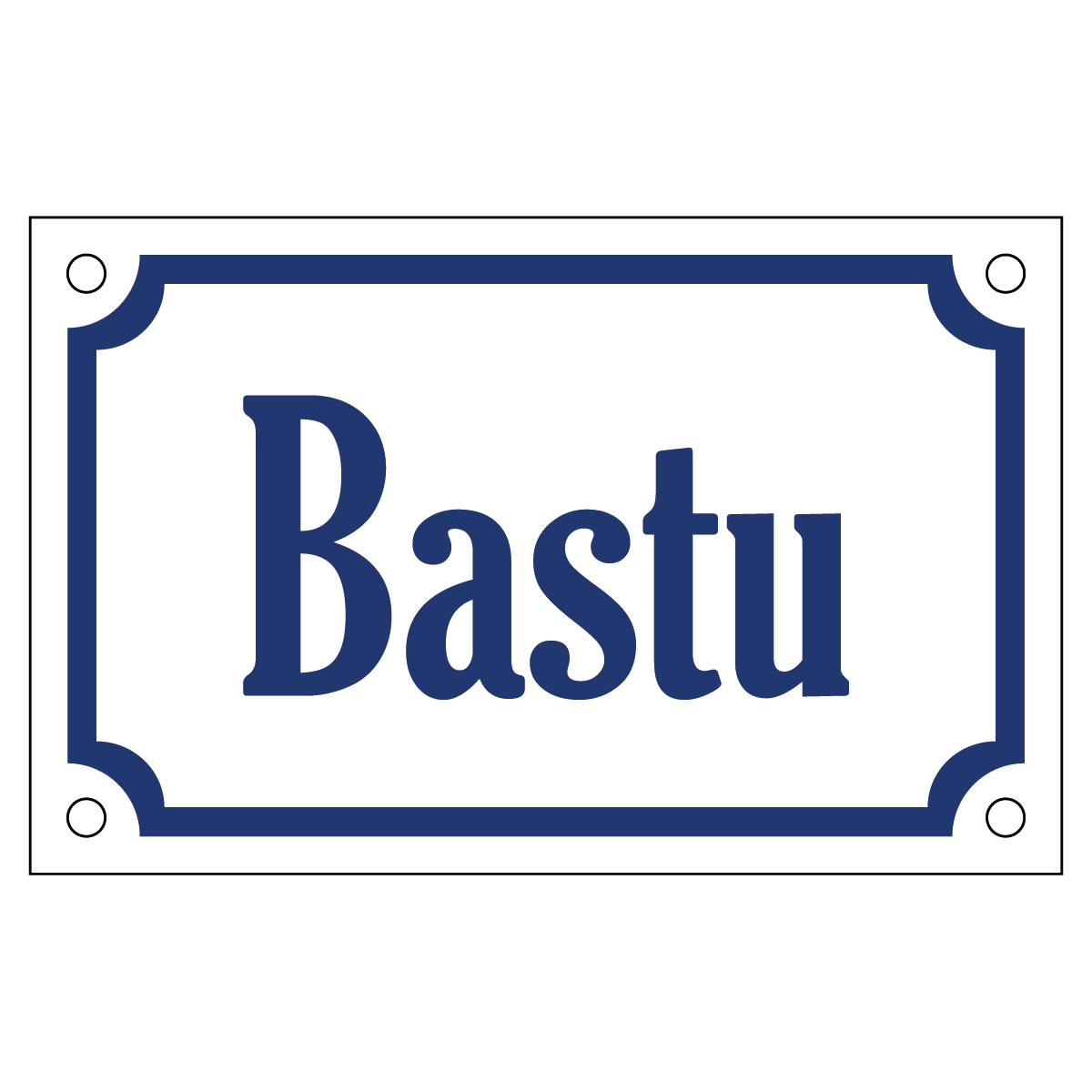 Bastu - Skylt - 110x70mm - Vit - Blå