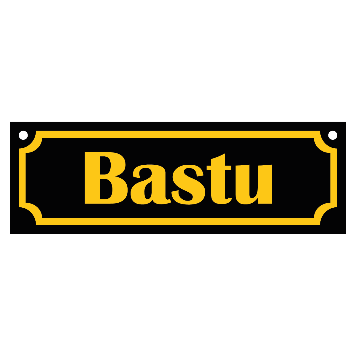 Bastu - Skylt - 150x50mm - Svart - Gul