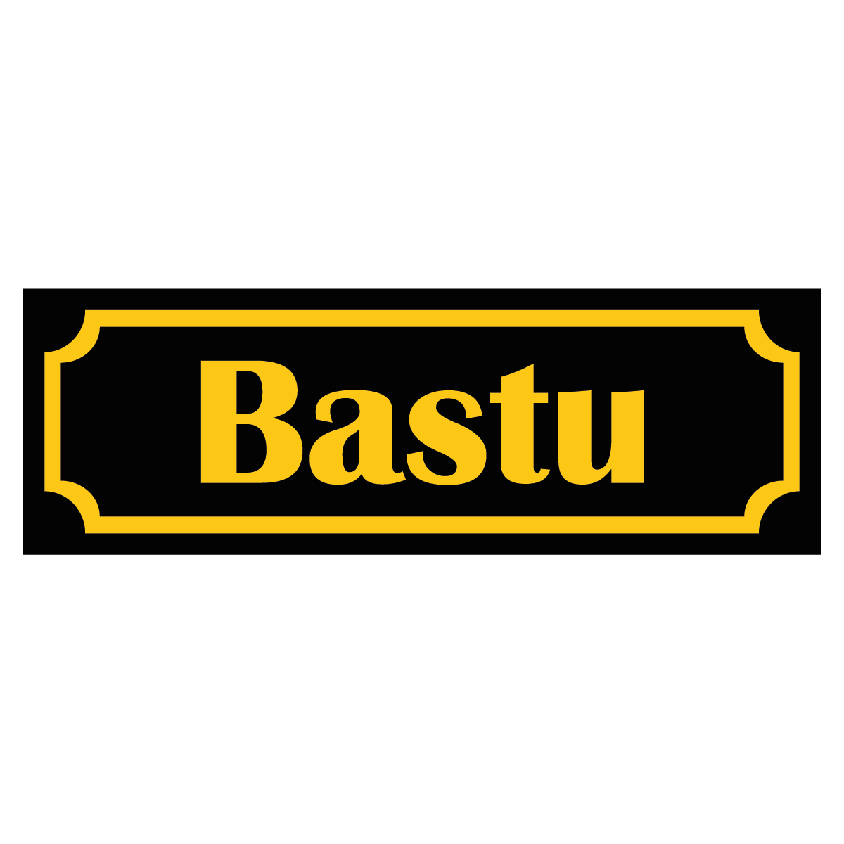 Bastu - Skylt - 150x50mm - Svart - Gul