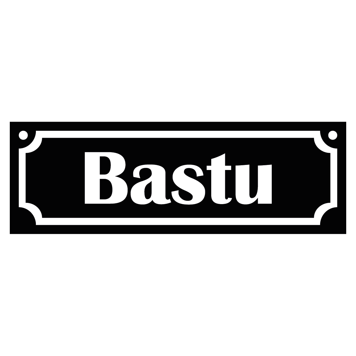 Bastu - Skylt - 150x50mm - Svart - Vit