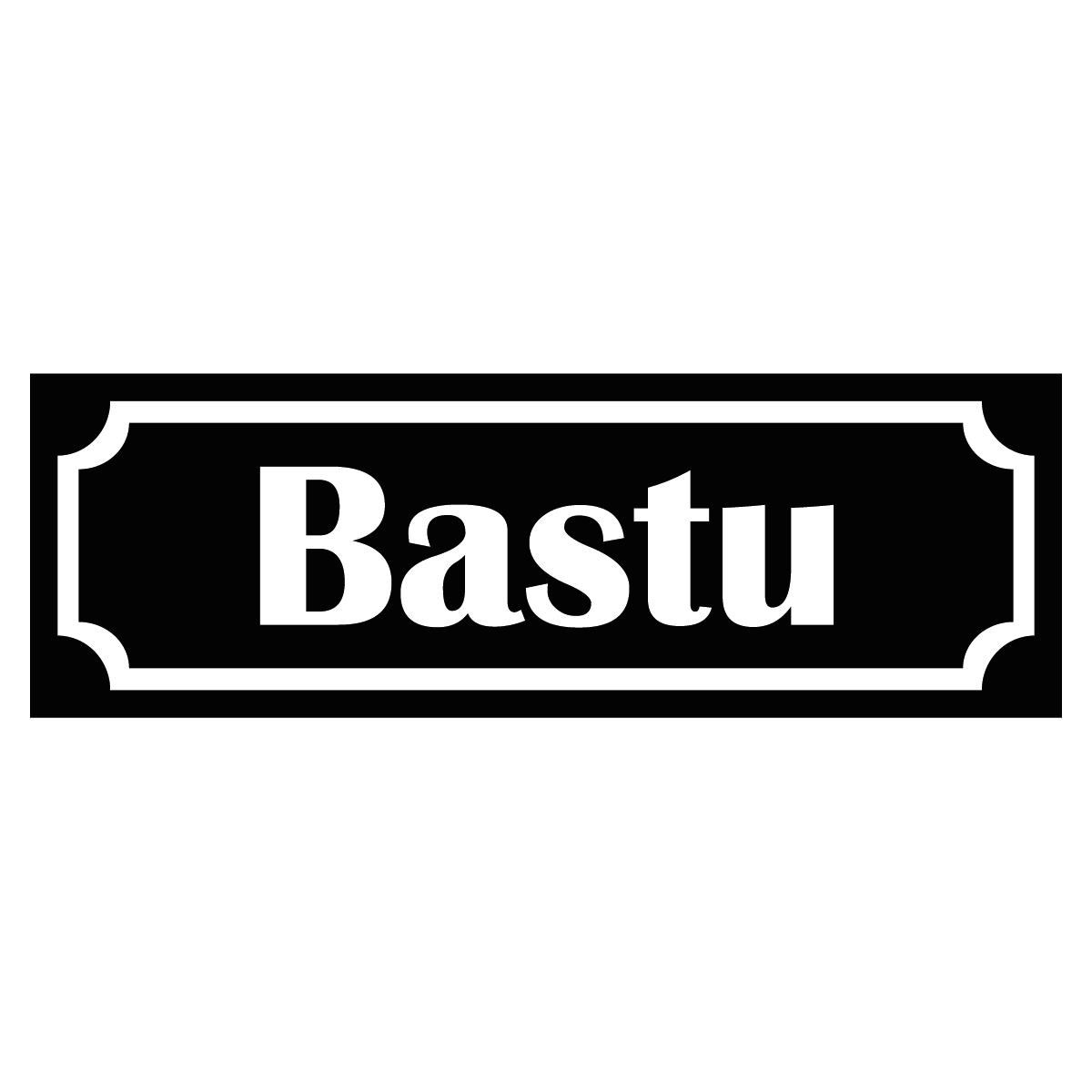 Bastu - Skylt - 150x50mm - Svart - Vit