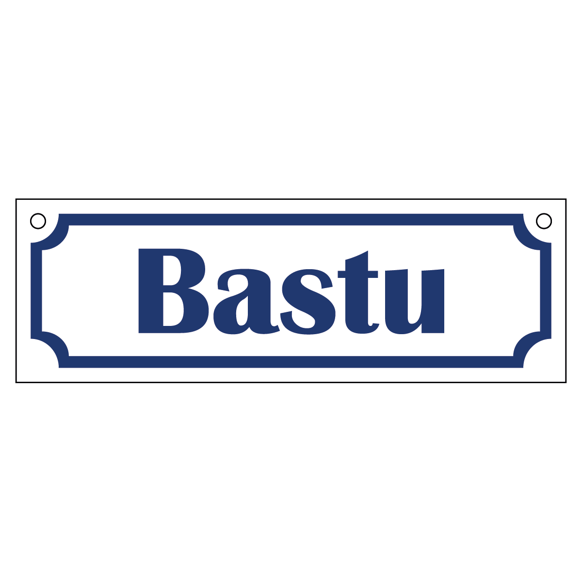 Bastu - Skylt - 150x50mm - Vit - Blå